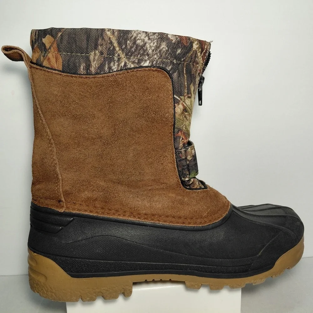 Ozark Trail Youth Size 4 Boots‎ Waterproof Snow Rain Camo Zip Up Strap NO LINER